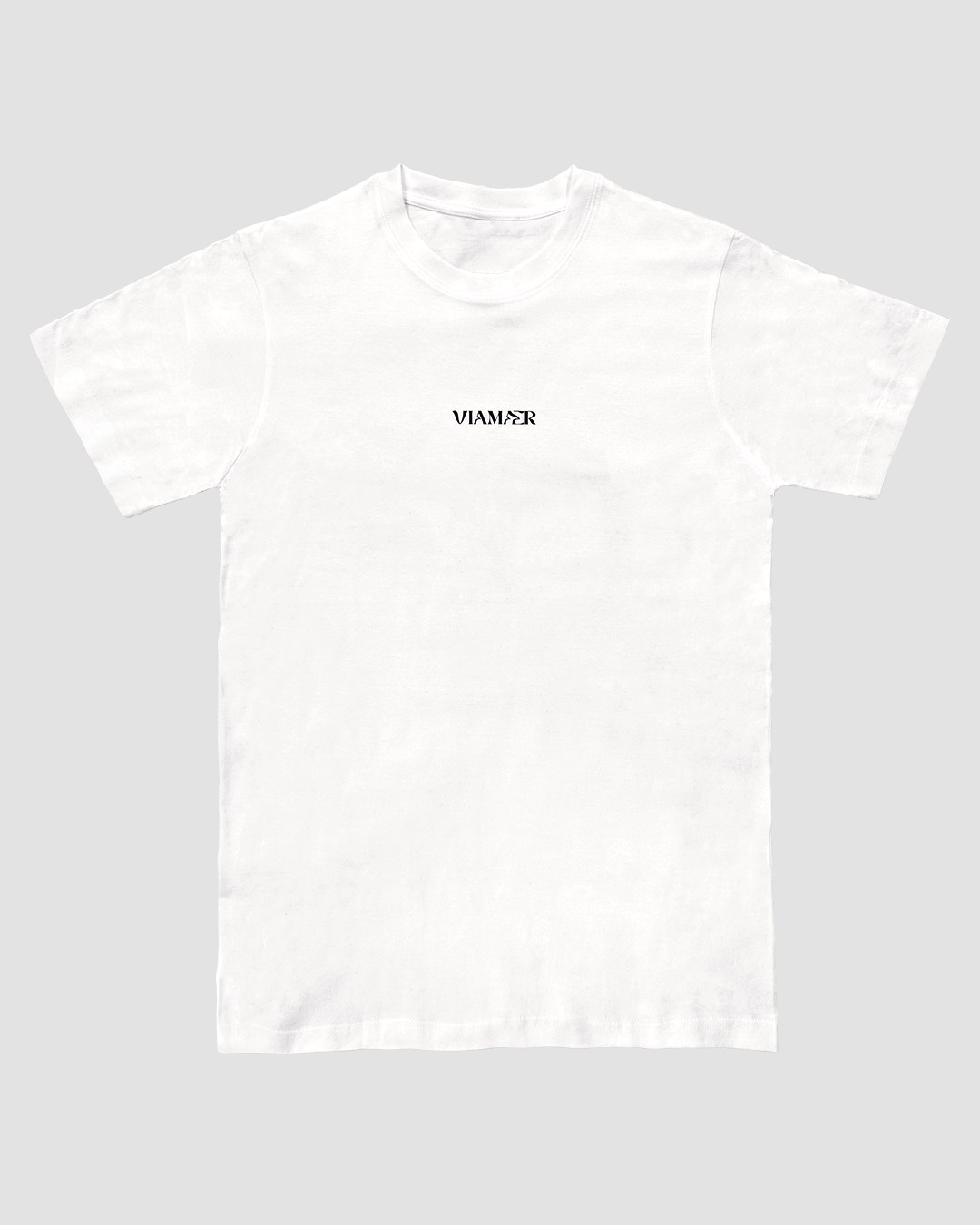 White t-shirt with small Viamaer logo